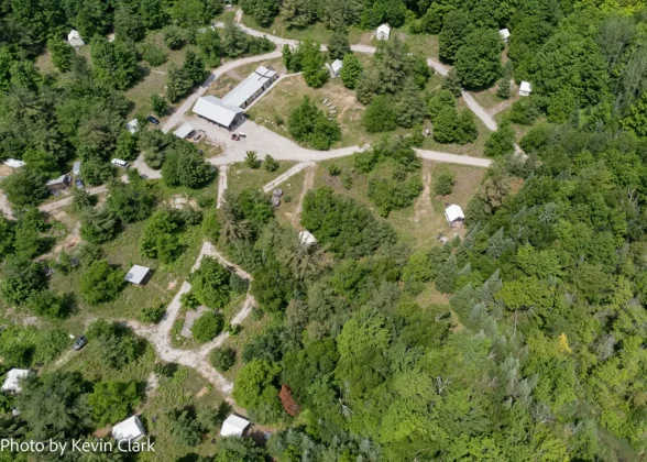 Beaver Island Retreat Aerial View. Tucked away and private. Photo courtesy of Beaver Island Retreat.