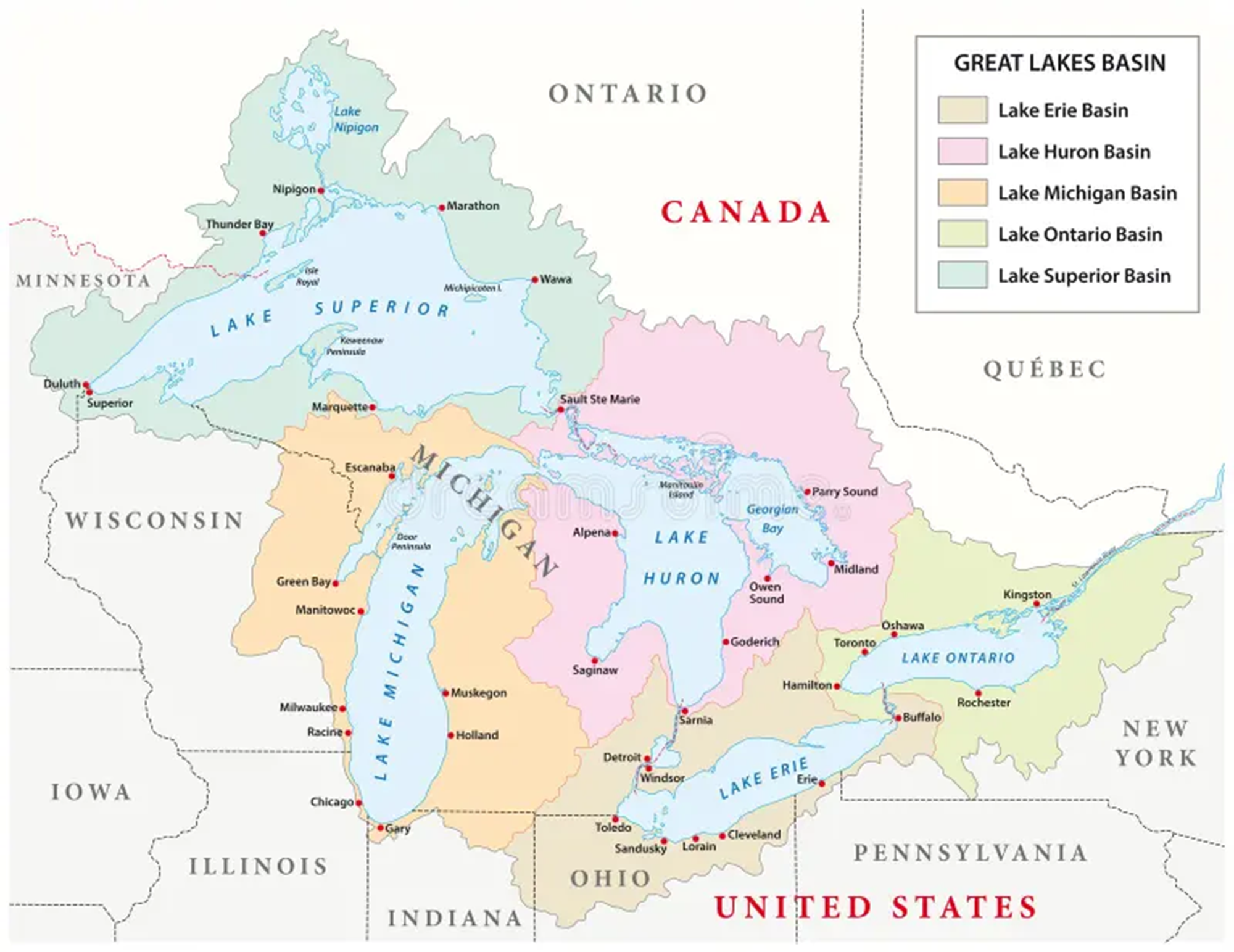 Great Lakes Basin Map PULSE of the Great Lakes.
