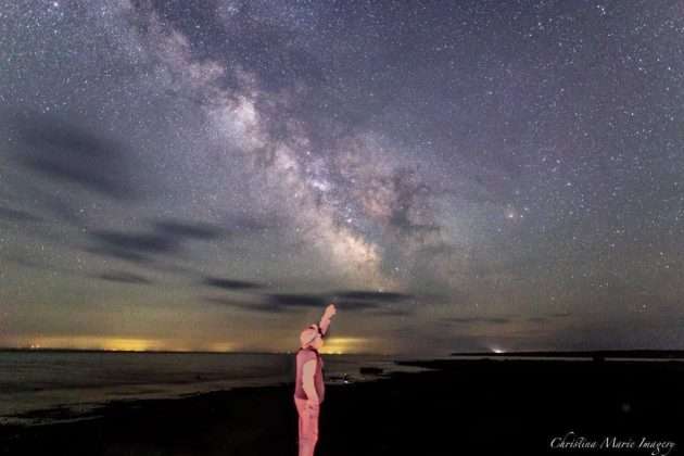 Christine Cantu Sharp, Michigan Aurora Chasers...shooting the Milky Way Galaxy with Cynthia Johnson and Bill Markey taking SQM measurements.