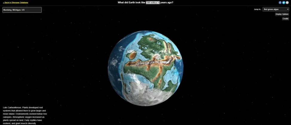 The red dot indicates where Pictured Rocks was located 300M years ago.